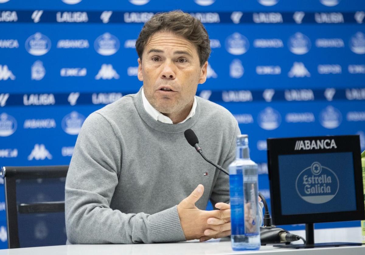 Rubi en la sala de prensa de Riazor