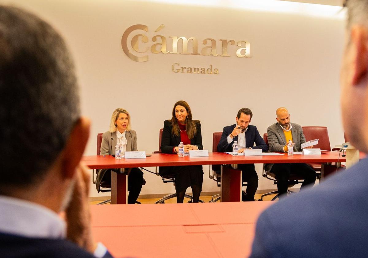 Elena Martínez de Andersen y Raúl Berdonés, presidente de Secuoya , entre Isabel Contreras y Luis Nebot, de Cámara Granada.