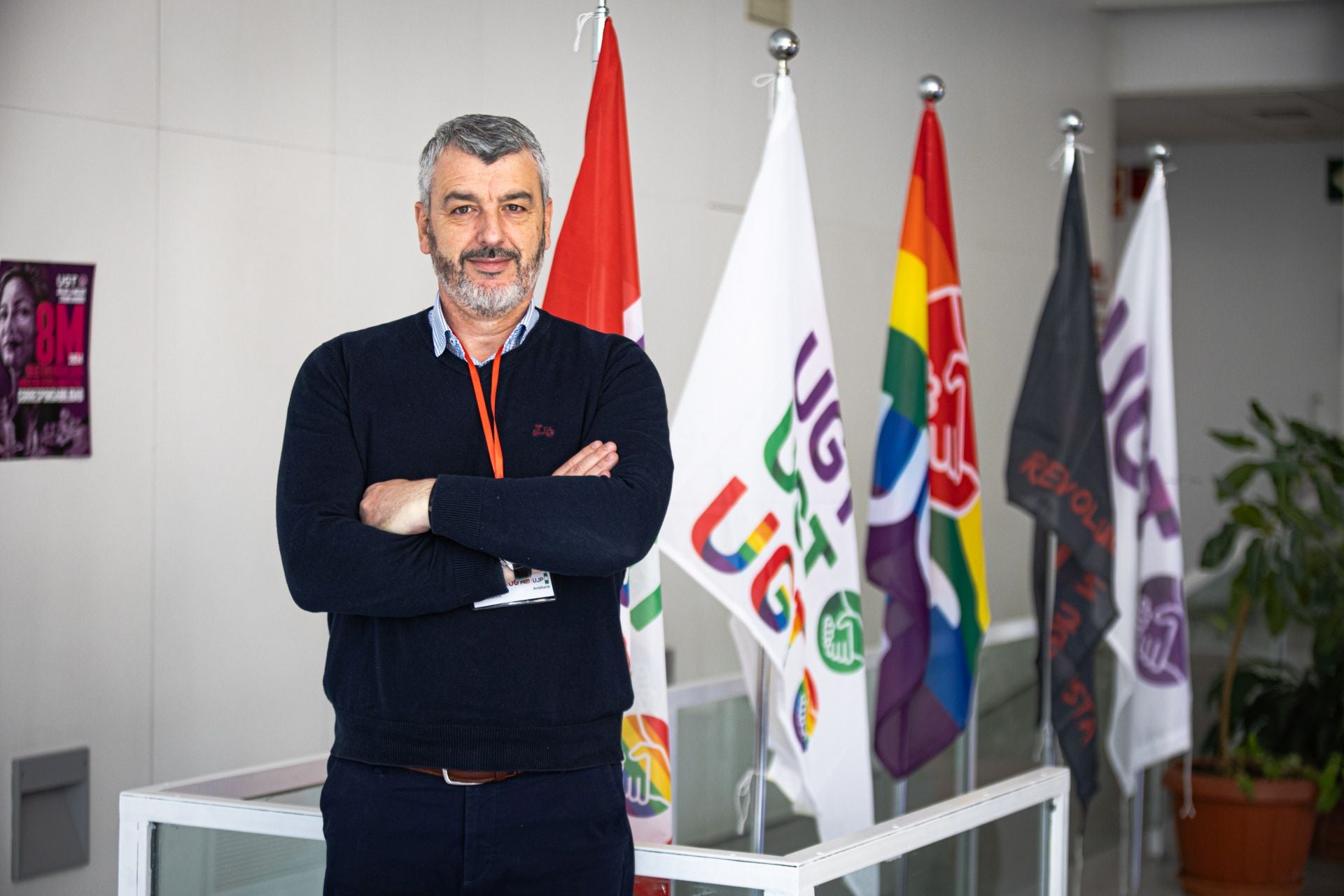 Óskar Martín en la sede de UGT en Granada.