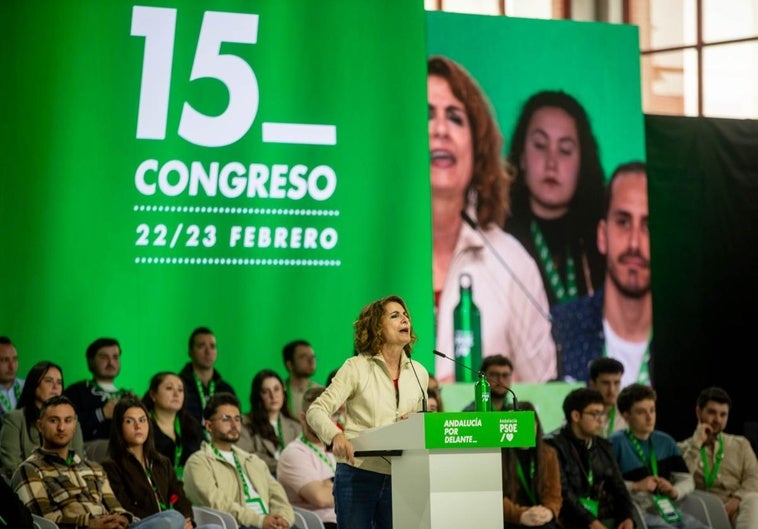 María Jesús Montero durante su intervención en el congreso del PSOE-A de Armilla.