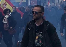 David Valdearenas, policía nacional de Granada, durante una manifestación de Jusapol.