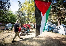 Acampada pro Palestina en el campus de Fuentenueva, en mayo de 2024.