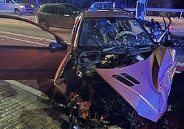 Uno de los vehículos accidentados.