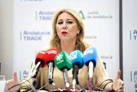 Carolina España atiende a los medios antes de presidir la reunión del Consejo Rector de la Agencia Trade