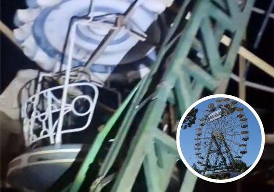 Momento en el que uno de los jóvenes se baja de la noria por orden de la Policía Local de Albolote.