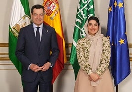 Moreno junto a la embajadora del Reino de Arabia Saudí en España, Su Alteza Real la Princesa Haifa Bint Abdulaziz Al Mogrin.