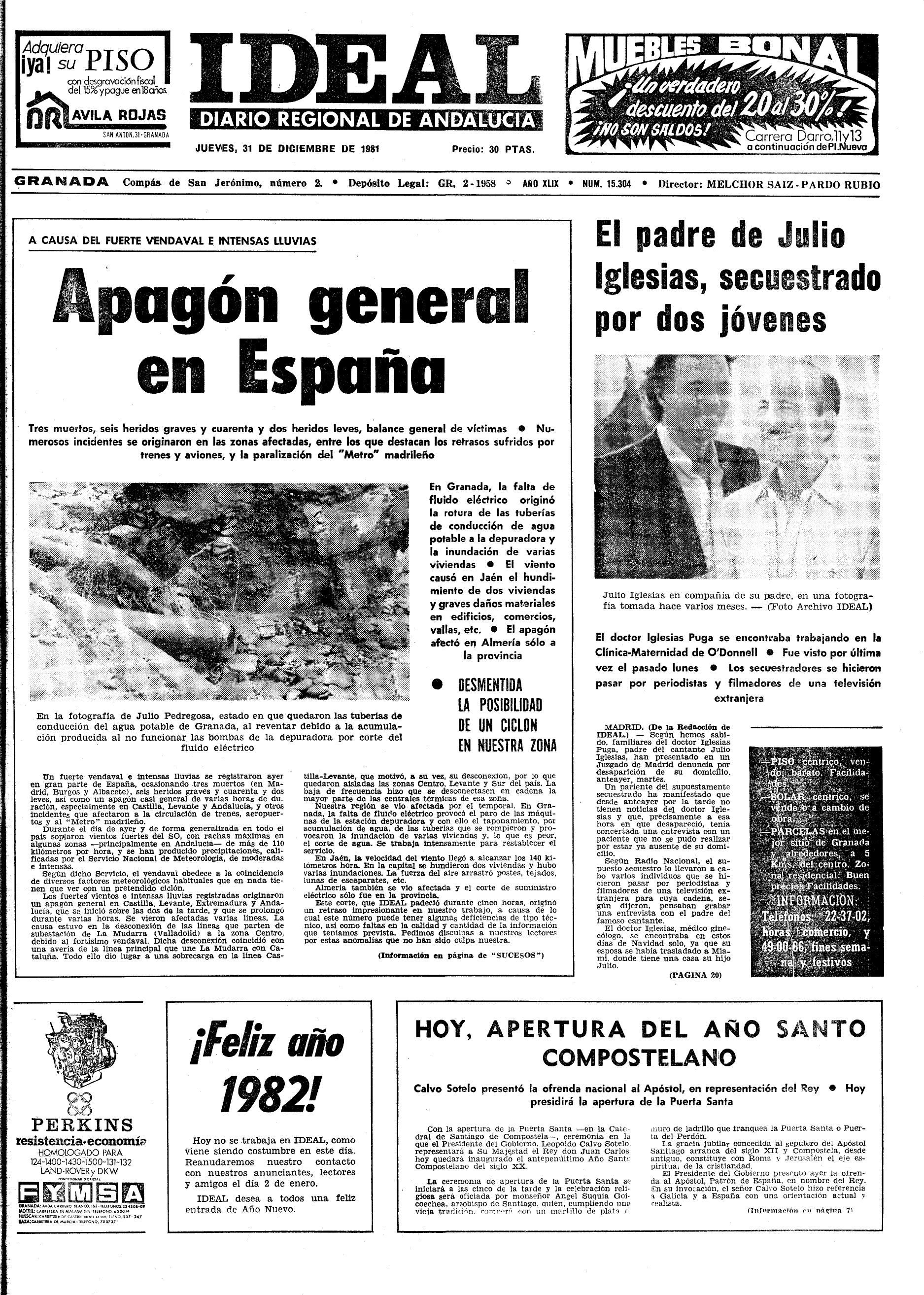 Portada de IDEAL del 301 de diciembre de 1981