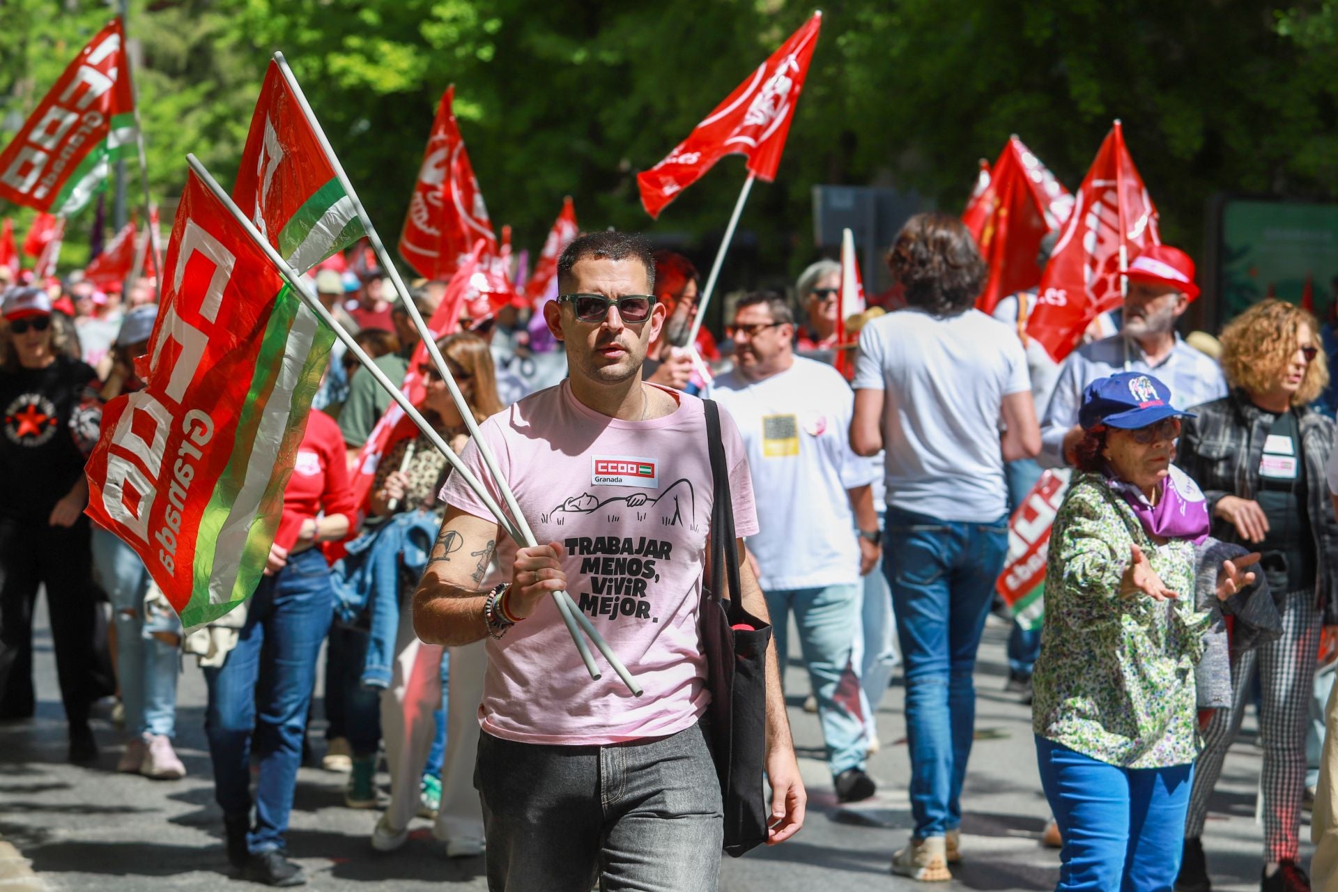 La imágenes de la marcha en Granada por la reducción de la jornada laboral