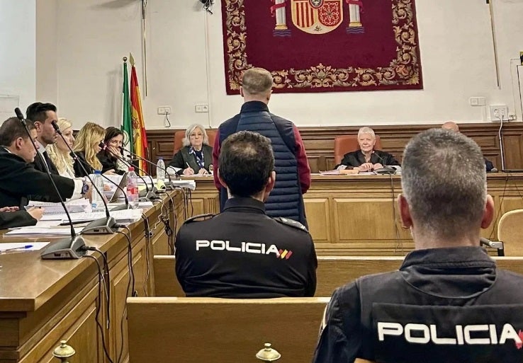 El acusado, en pie durante una de las sesiones del juicio en la Audiencia provincial.