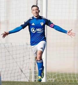 Hugo Díaz celebra el gol ante el filial del Granada, tras superar su lesión.