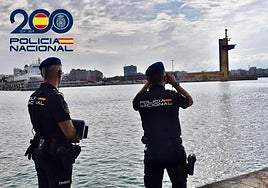 Agentes de Policía Nacional, en el Puerto de Almería.