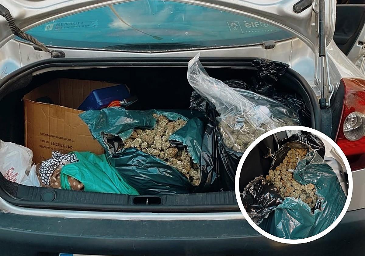 'Cazado' con más de 8,8 kilos de marihuana en el maletero del coche