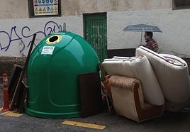 Basuras y desechos junto a los contenedores de la calle Santa Rosalía del Zaidín.