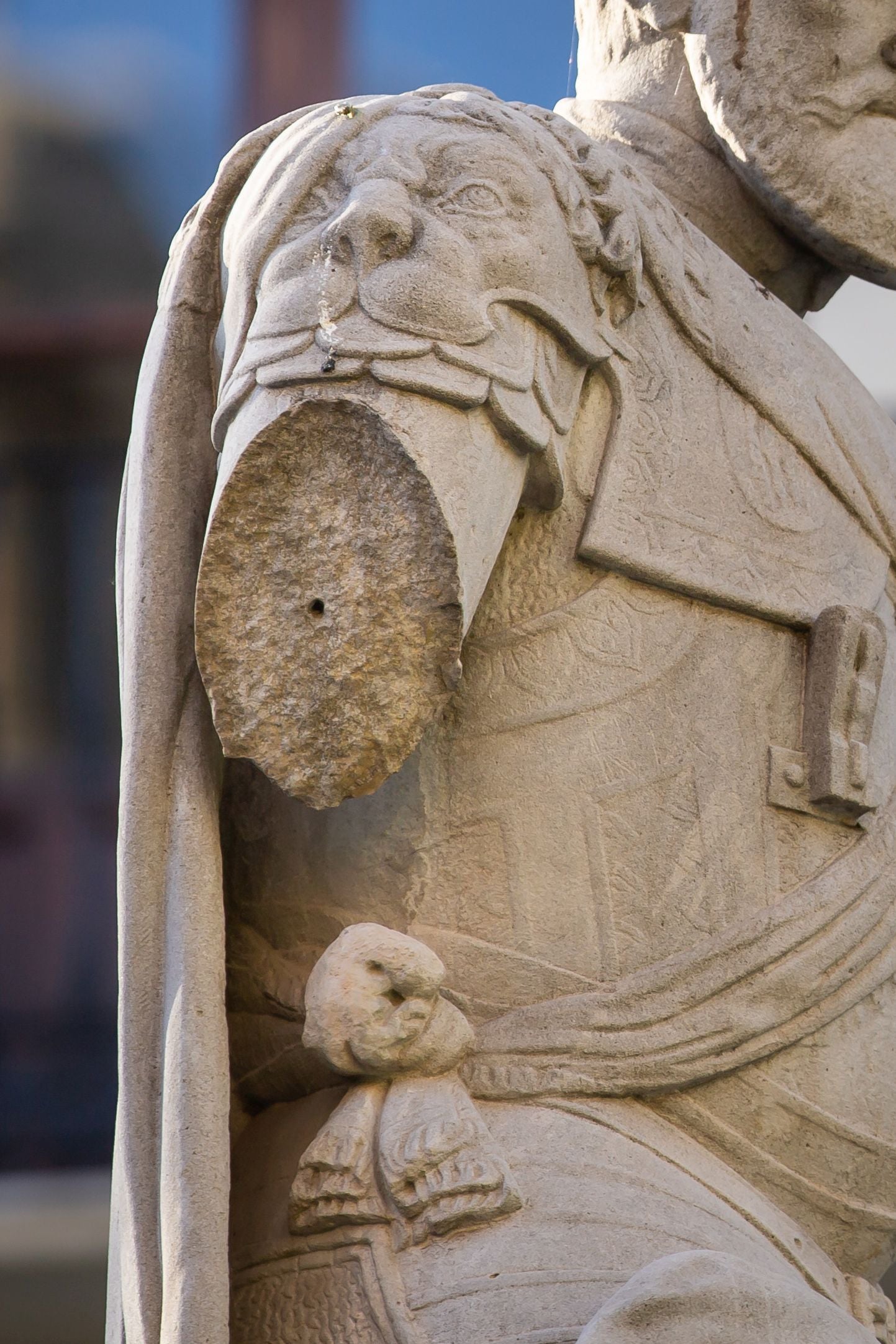 Detalle del brazo amputado.