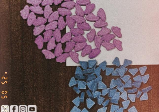 Pastillas encontradas en el coche de los dos jóvenes.