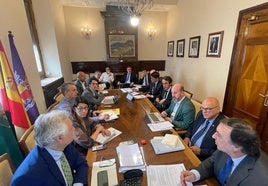 Representantes de las administraciones y técnicos durante la reunión de la mesa técnica.