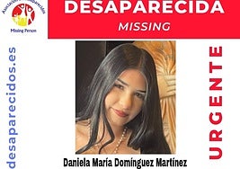 Cartel difundido para alertar sobre la desaparición de la menor en Granada.