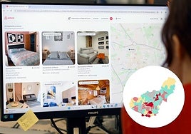 Consulta de pisos turísitcos en una página web. En detalle: mapa de Granada.