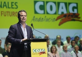 Juan Luis Ávila durante su intervención en el Congreso de COAG-A tras ser proclamado secretario general.