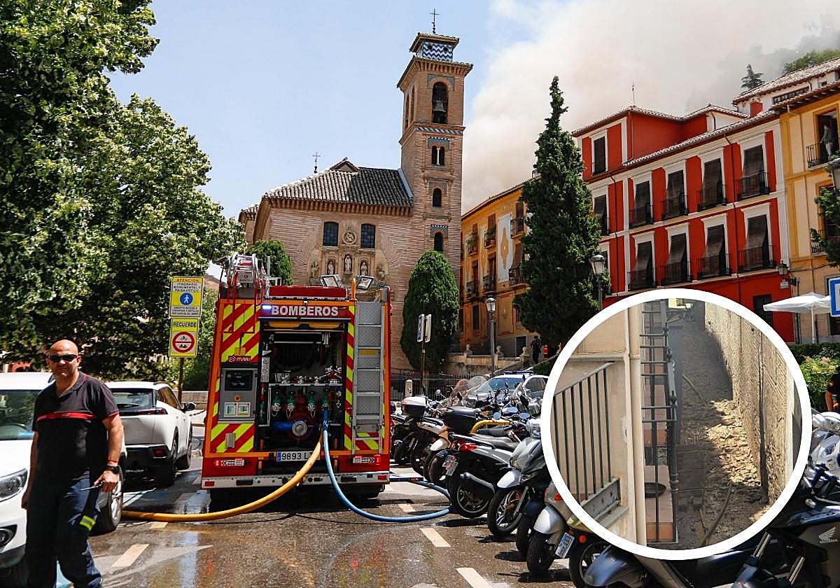 Cae parte de la fachada de la casa okupa incendiada junto a la iglesia de Santa Ana
