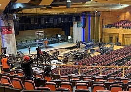 Preparativos de la gala de los Goya, que se celebró en febrero en el Palacio de Congresos granadino.