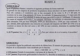 El examen de matemáticas que ha desatado la polémica.