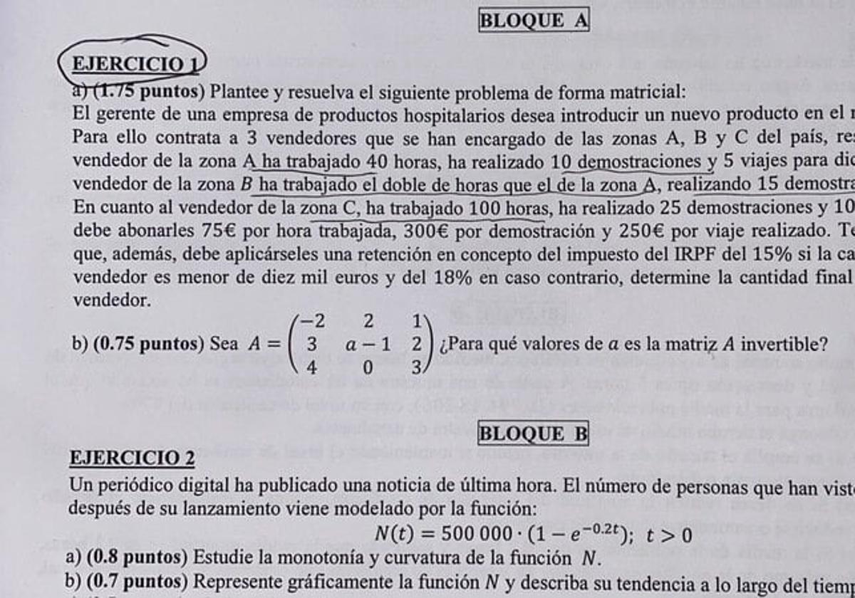 Polémica por este examen de Matemáticas de Selectividad en Andalucía: «Para la NASA»