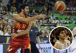 Ricky Rubio, con España y Joventut en el Palacio de Deportes de Granada.