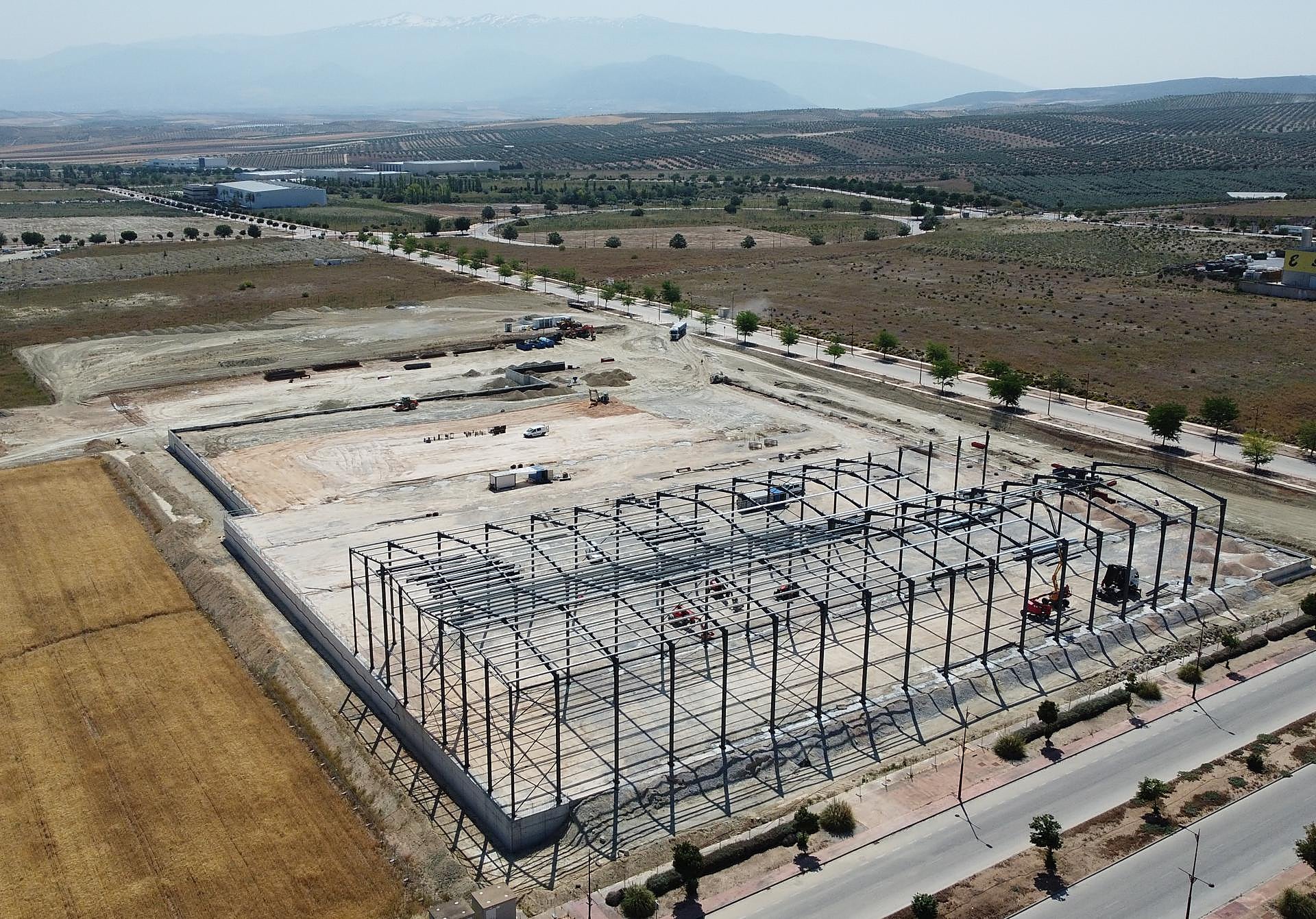 La inmensa parcela de 70.000 metros cuadrados en los que la empresa granadina HSN está construyendo sus nuevas instalaciones logísticas.