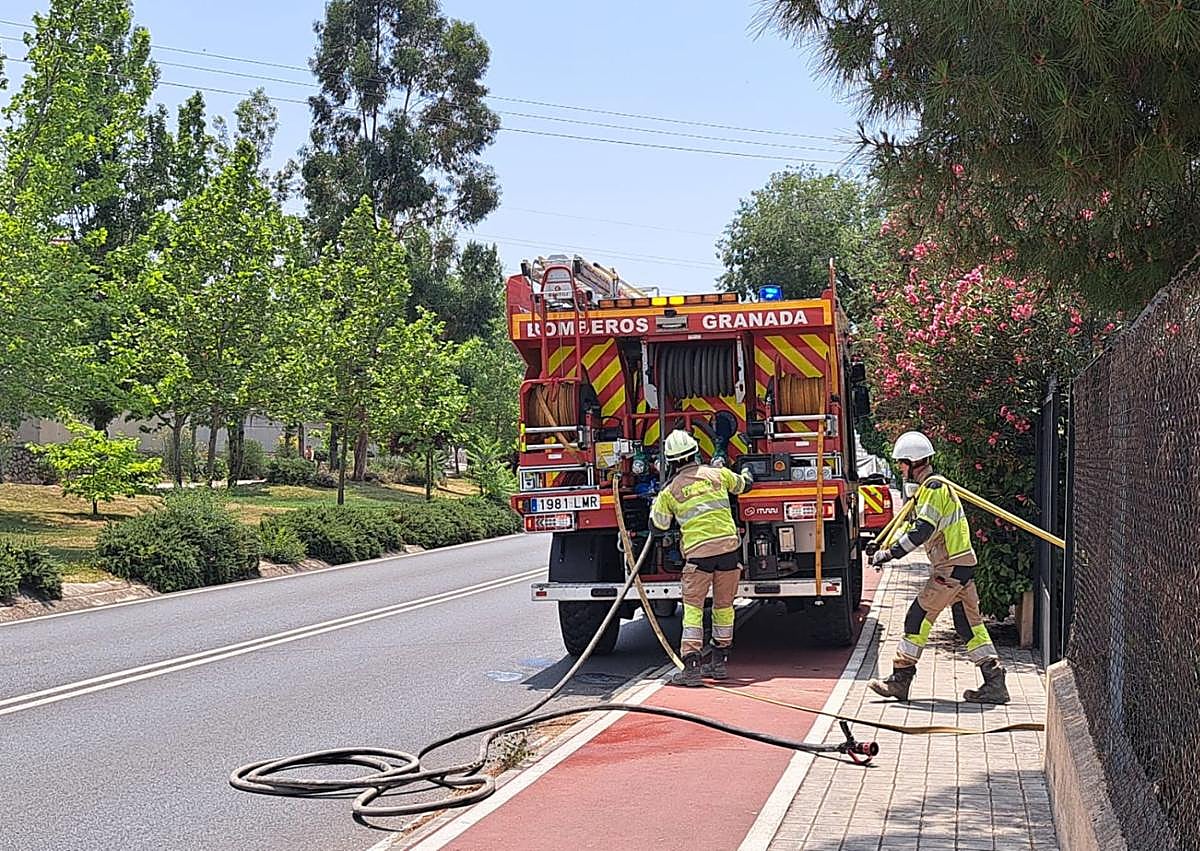 Imagen secundaria 1 - Bomberos de Granada actúan para extinguir el fuego.