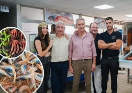 María y su primo Luis junto a Antonio Molina, Pepe Molina y Luis Molina.