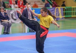 Una niña compite en el anterior Andaluz de kung fu.