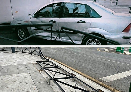 Un coche se lleva por delante una valla en Neptuno tras un despiste de otro conductor.