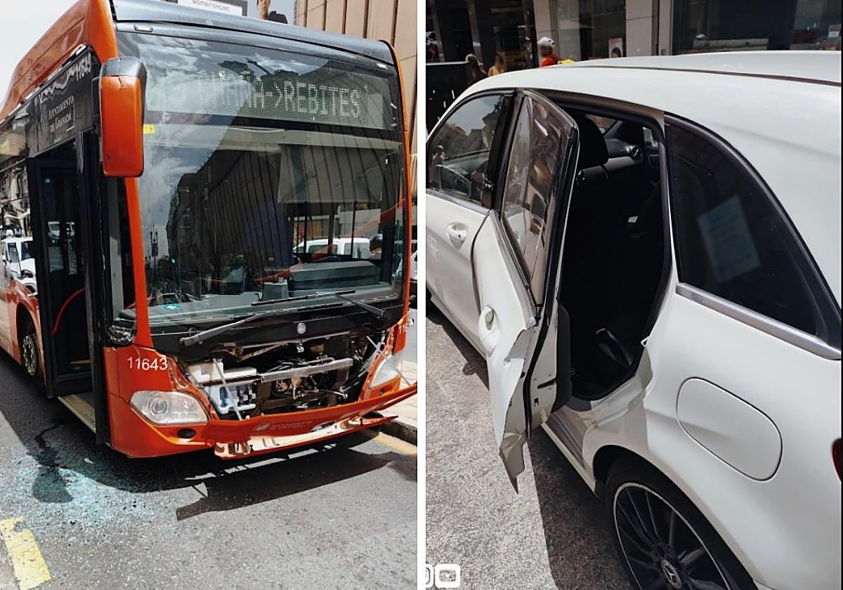 El pasajero de un taxi abre la puerta sin mirar y un autobús que venía se la lleva por delante.