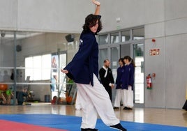 Un instante del Campeonato de Andalucía de kung-fu que acogió el Estadio de la Juventud en Granada.