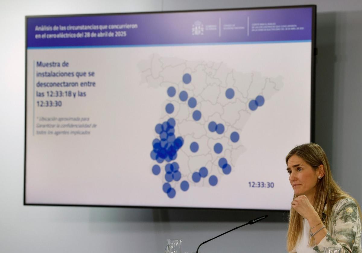 La vicepresidenta tercera y ministra para la Transición Ecológica y el Reto Demográfico, Sara Aagesen, durante la rueda de prensa posterior a la reunión semanal del Consejo de ministros, este martes en Moncloa.