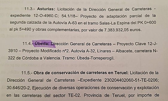 Extracto del auto en el que aparece el proyecto de la A-32.