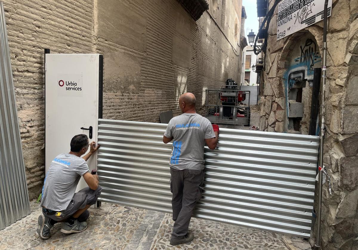 Preparación de la vía para comenzar hoy los trabajos.
