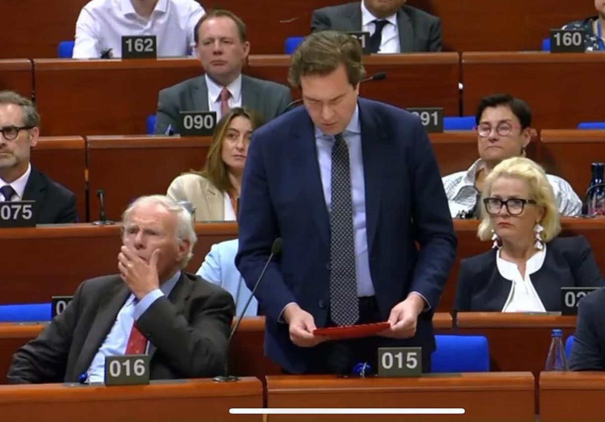 Pablo Hispan, en su intervención en el Consejo de Europa.
