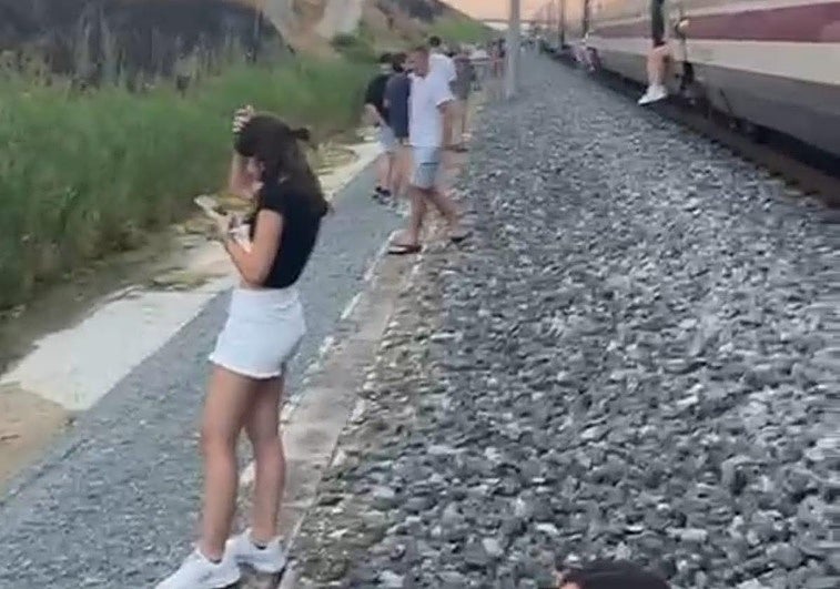 Pasajeros parados en mitad de la vía en el AVE Madrid-Málaga