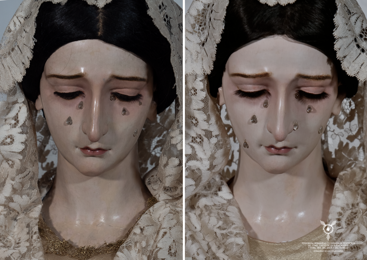 Imagen secundaria 1 - Los detalles de la espectacular restauración de la Virgen de los Ferroviarios