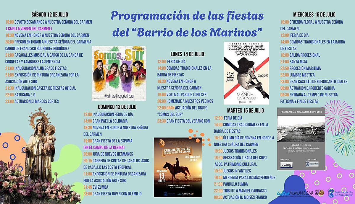 Las fiesta del barrio de los Marinos en honor a la Virgen del Carmen de Almuñécar serán del 12 al 16 de julio
