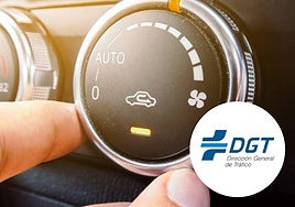 imagen de un aire acondicionado de un vehículo y el símbolo de la DGT