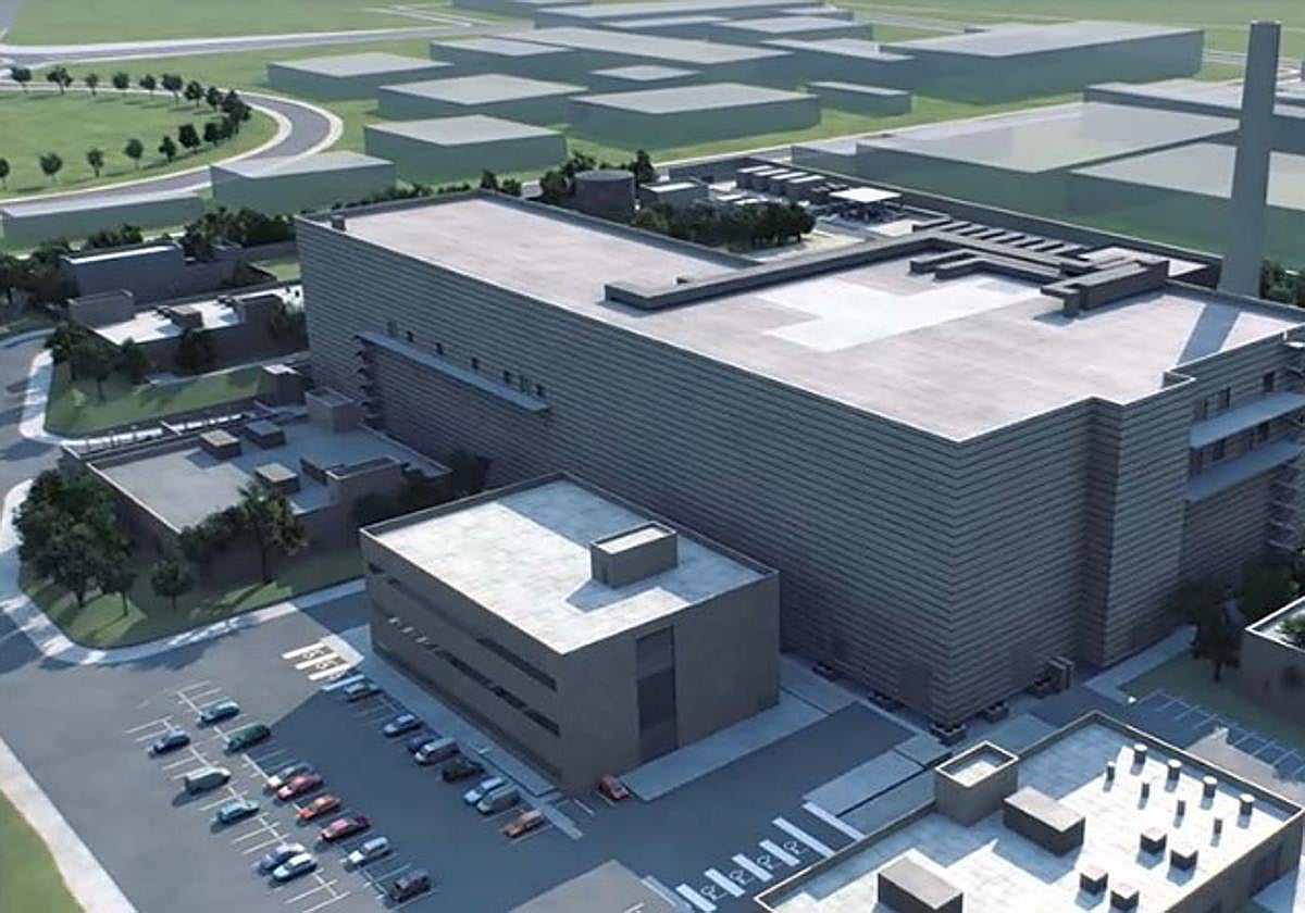 Recreación del edificio que albergará el acelerador de partículas IFMIF-DONES0 en Escúzar