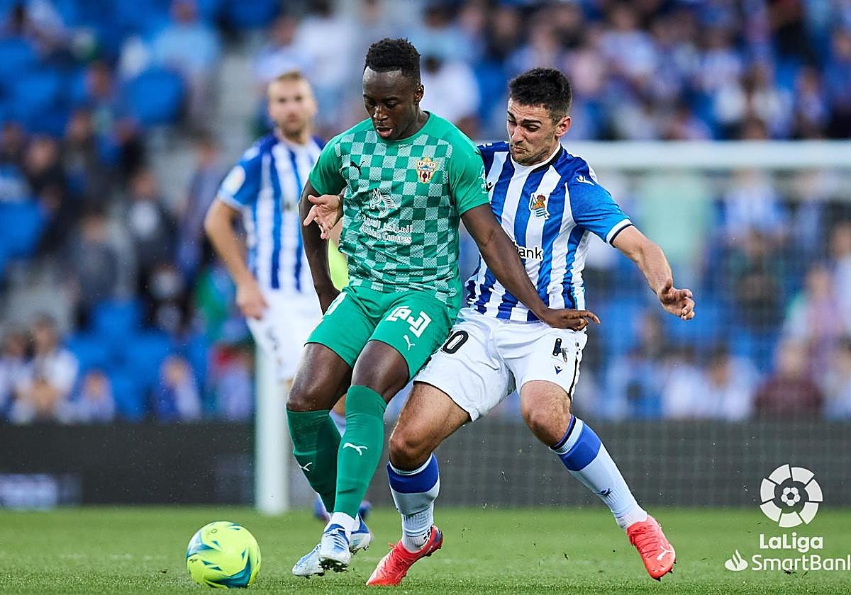 Appiah durante el partido contra la Real Sociedad B