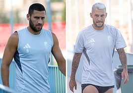 Weissman y Stoichkov, en entrenamientos del Granada esta pretemporada.