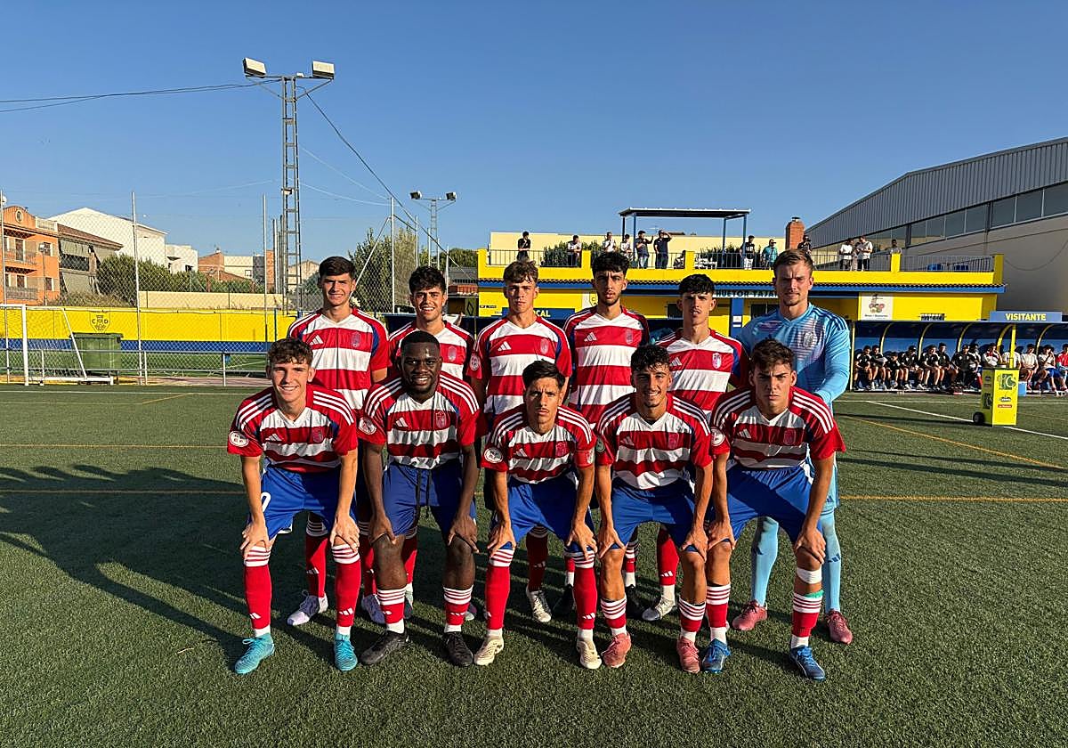 El once inicial del Recreativo en el Miguel Moranto.