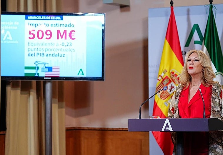 Carolina España, este lunes tras el último Consejo de Gobierno del curso político.