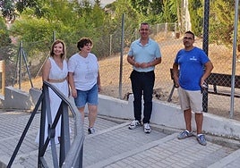 Angulo, Gómez, Padorno y Sánchez Palencia en la visita.