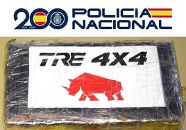 Paquete de cocaína intervenido en la actuación policial.